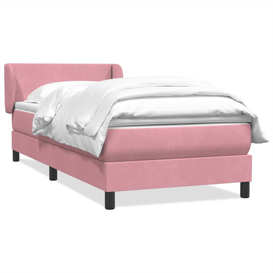 Box Spring Postel S Matrací Růžový Samet Růžová