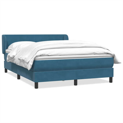 Box Spring Postel S Matrací Tmavě Modrá Samet Tmavě Moddrá