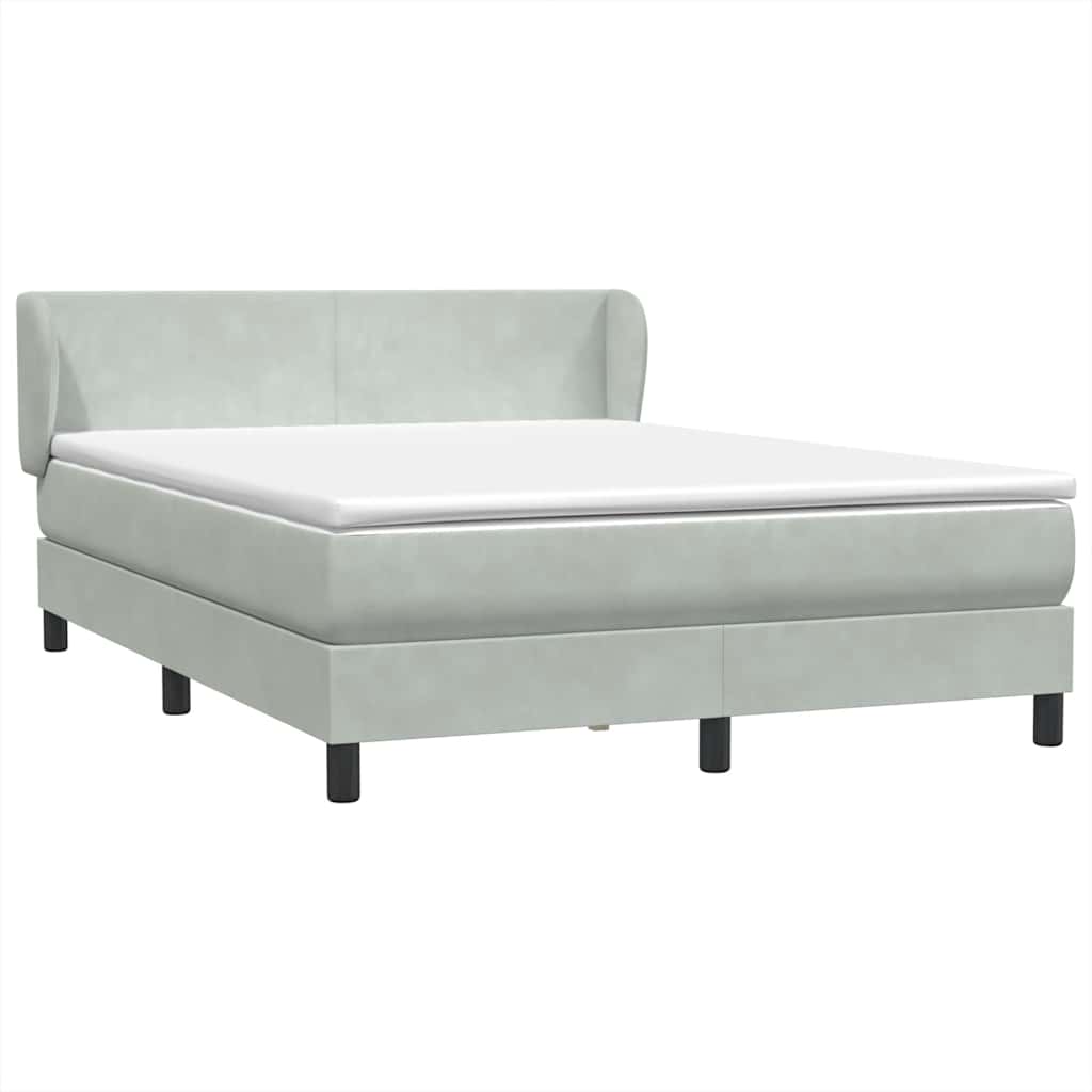 Box Spring Postel S Matrací Samet Světle Šedá