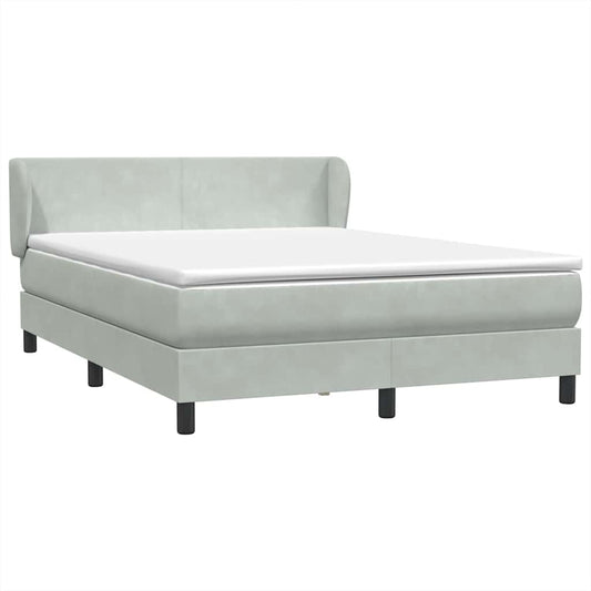 Box Spring Postel S Matrací Samet Světle Šedá