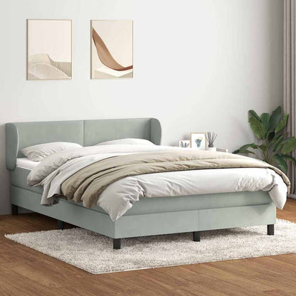 Box Spring Postel S Matrací Samet Světle Šedá