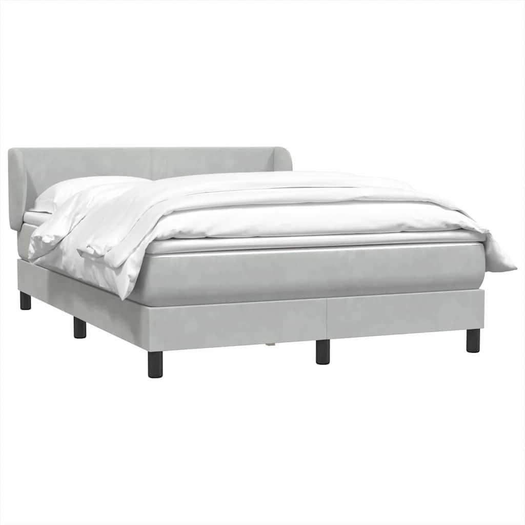 Box Spring Postel S Matrací Samet Světle Šedá