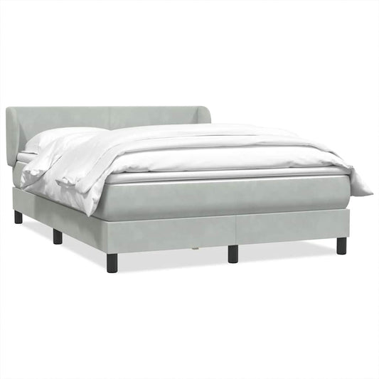 Box Spring Postel S Matrací Samet Světle Šedá