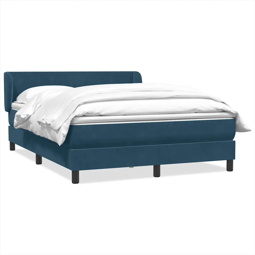 Box Spring Postel S Matrací Tmavě Modrá Samet Tmavě Moddrá