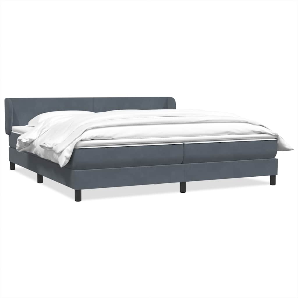 Box Spring Postel S Matrací Samet Tmavě Šedá