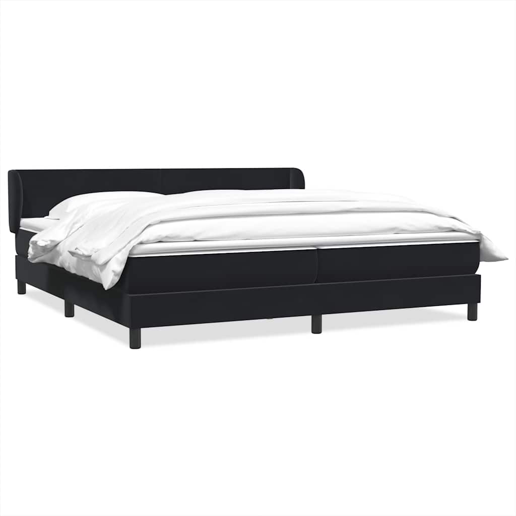 Box Spring Postel S Matrací Černý Samet Černá