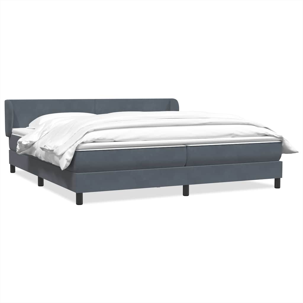 Box Spring Postel S Matrací Samet Tmavě Šedá