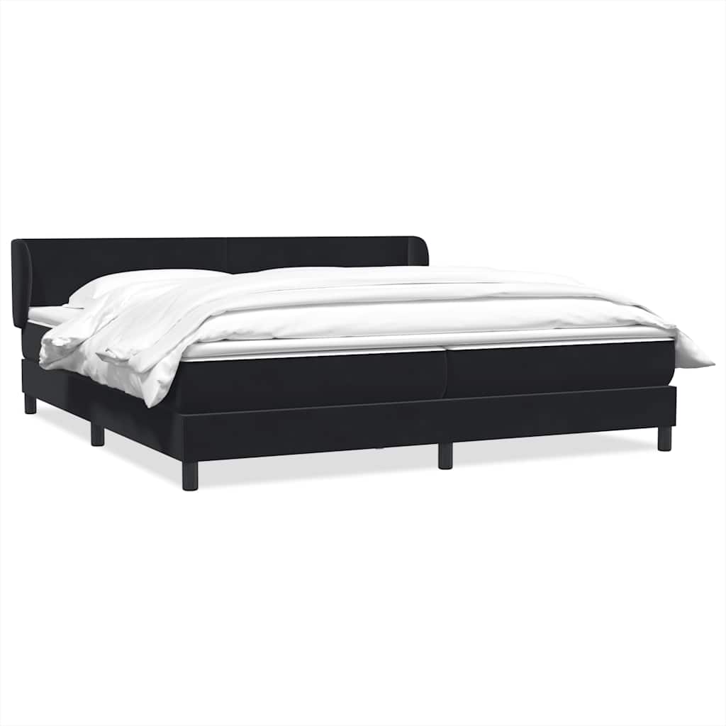Box Spring Postel S Matrací Černý Samet Černá