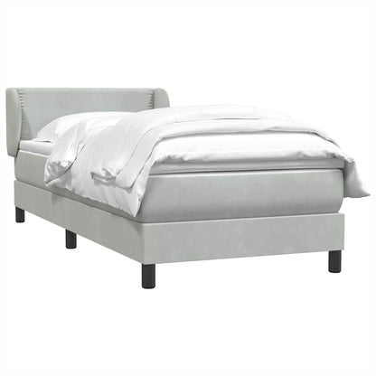 Box Spring Postel S Matrací Samet Světle Šedá