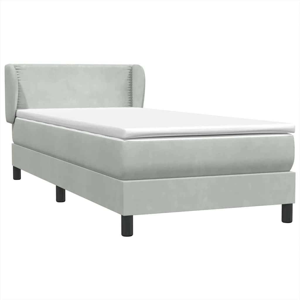 Box Spring Postel S Matrací Samet Světle Šedá