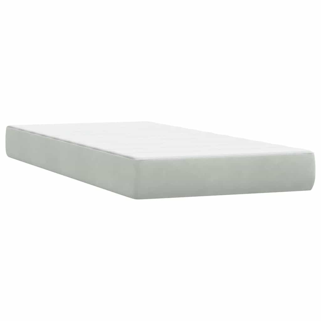 Box Spring Postel S Matrací Samet Světle Šedá