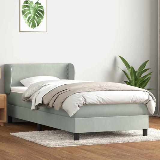 Box Spring Postel S Matrací Samet Světle Šedá