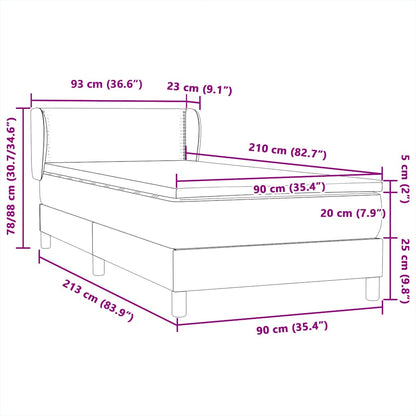 Box Spring Postel S Matrací Samet Světle Šedá
