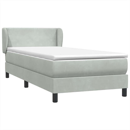 Box Spring Postel S Matrací Samet Světle Šedá