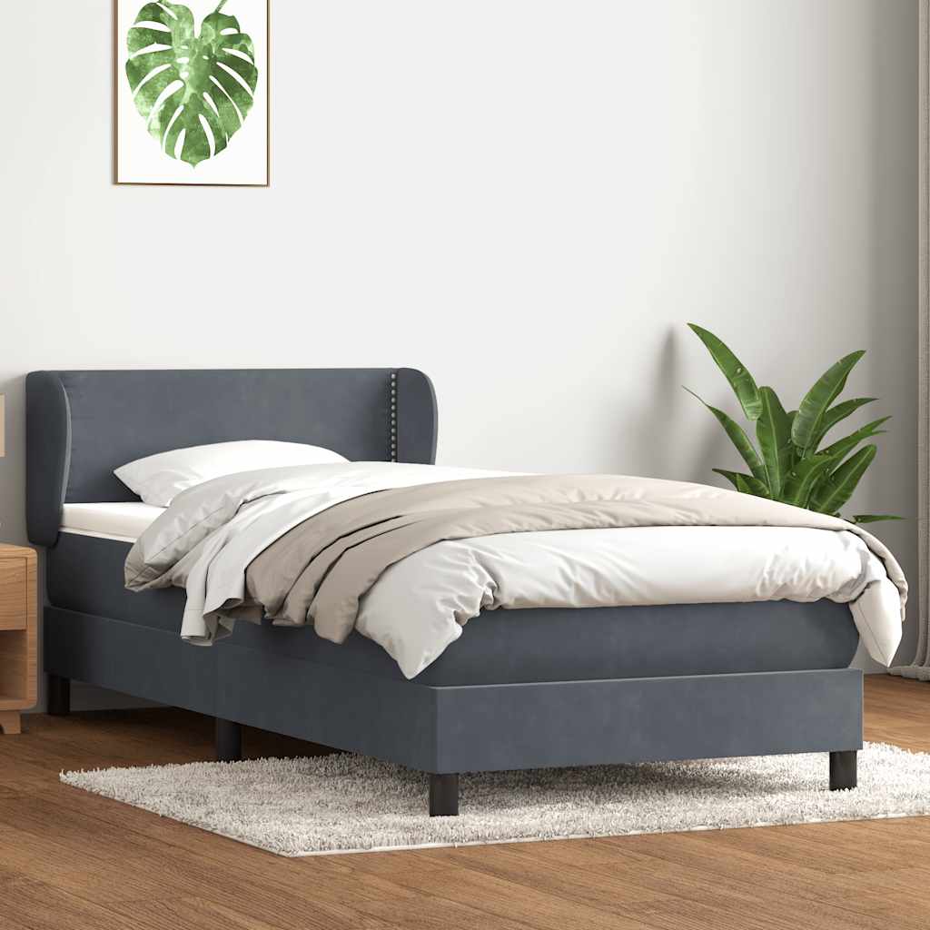 Box Spring Postel S Matrací Samet Tmavě Šedá