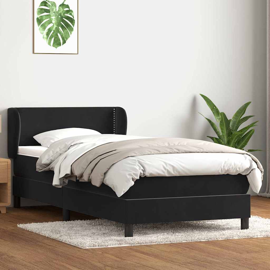 Box Spring Postel S Matrací Černý Samet Černá