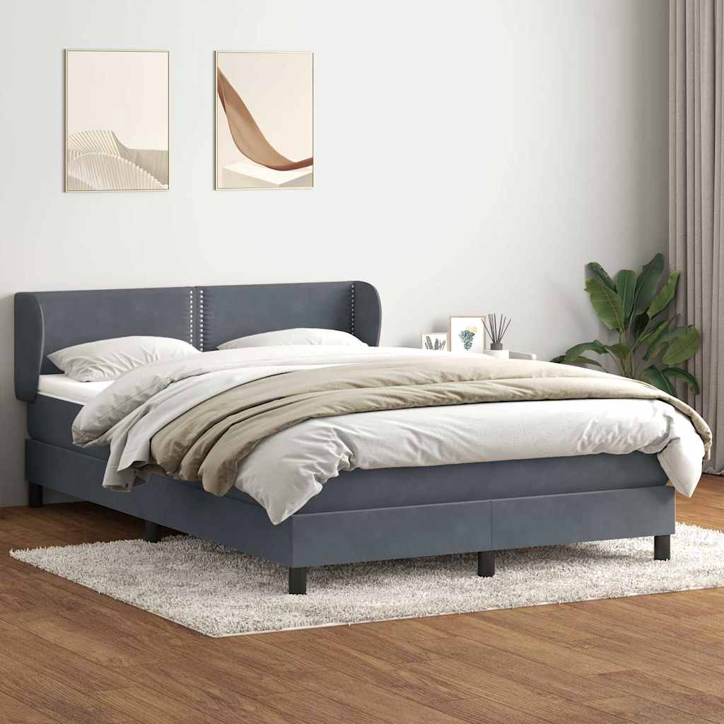 Box Spring Postel S Matrací Samet Tmavě Šedá