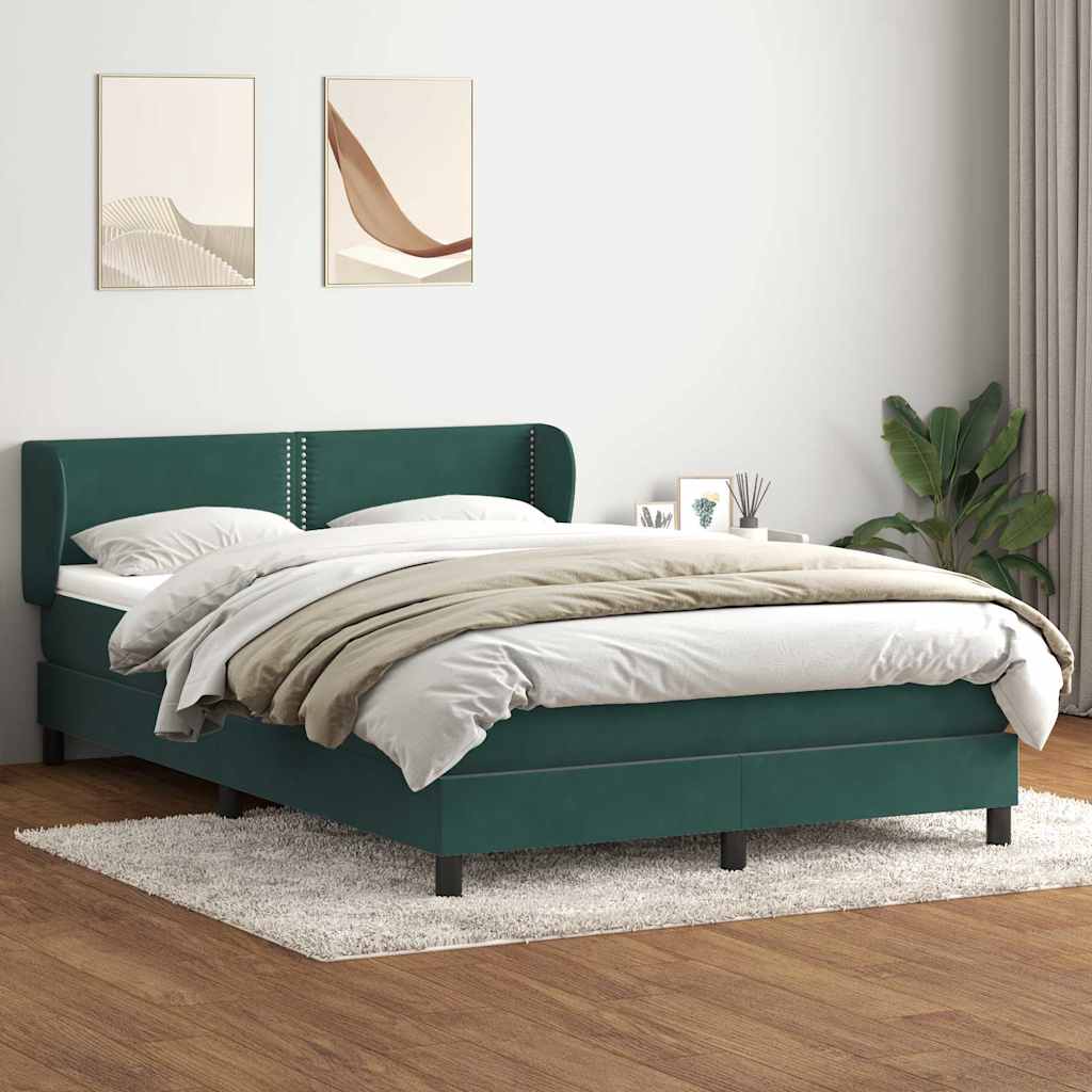 Box Spring Postel S Matrací Samet Tmavě Zelená