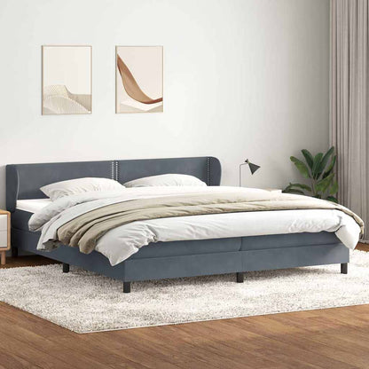 Box Spring Postel S Matrací Samet Tmavě Šedá