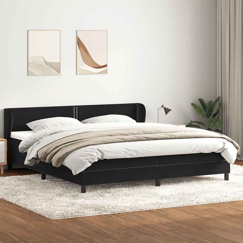Box Spring Postel S Matrací Černý Samet Černá
