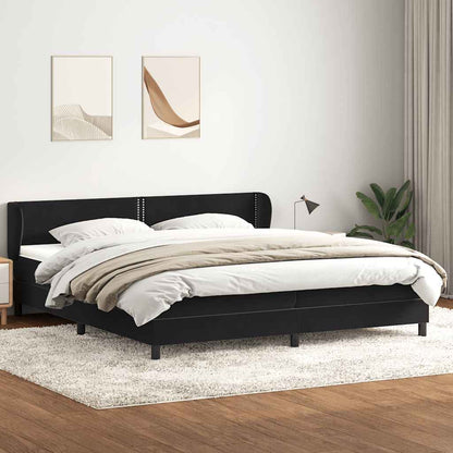 Box Spring Postel S Matrací Černý Samet Černá