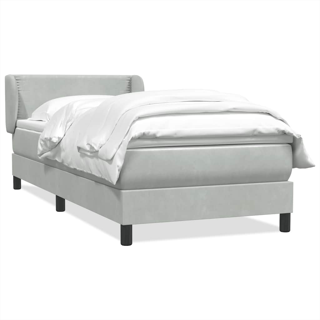 Box Spring Postel S Matrací Samet Světle Šedá