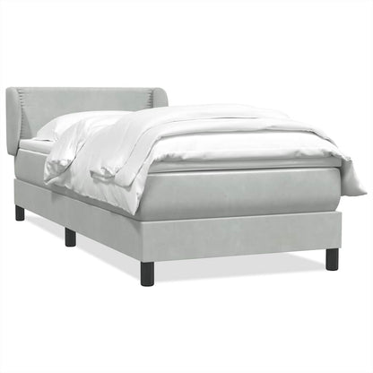Box Spring Postel S Matrací Samet Světle Šedá