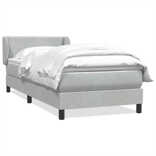 Box Spring Postel S Matrací Samet Světle Šedá