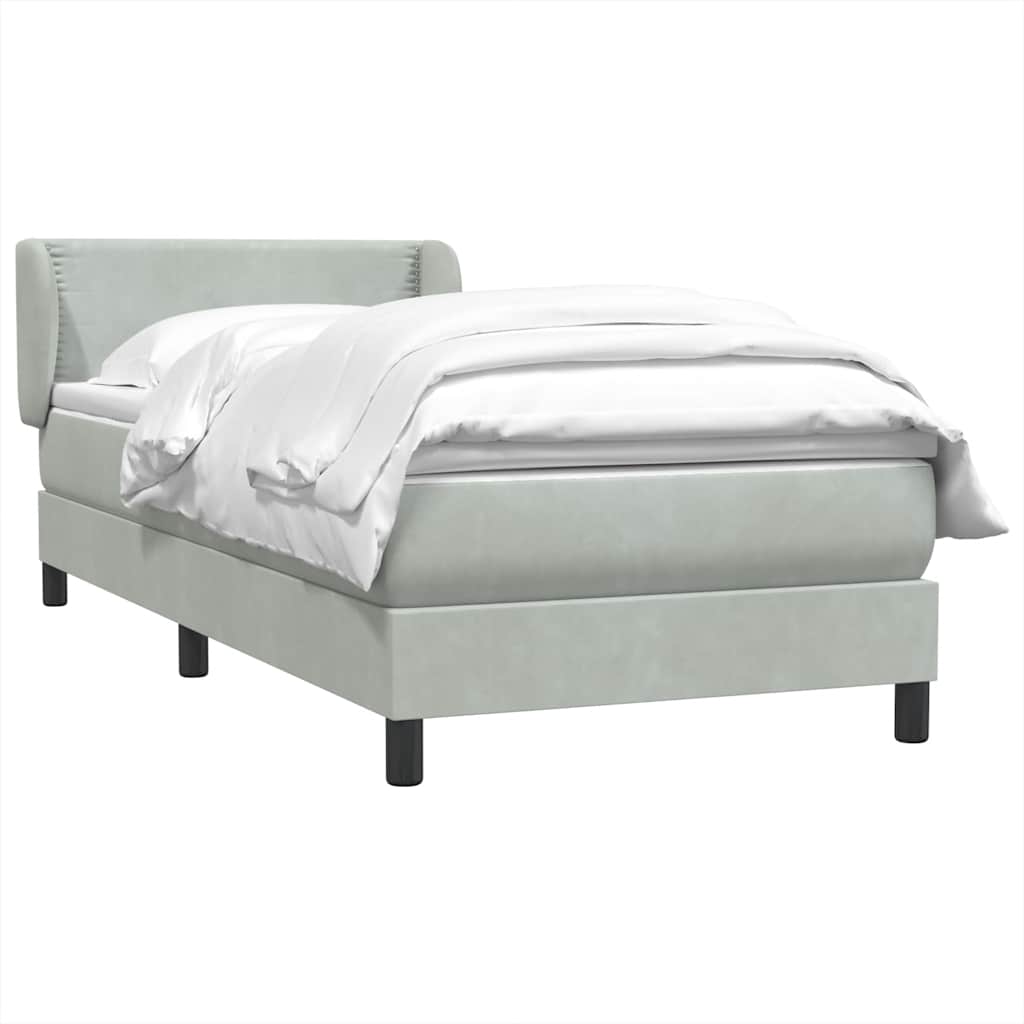 Box Spring Postel S Matrací Samet Světle Šedá