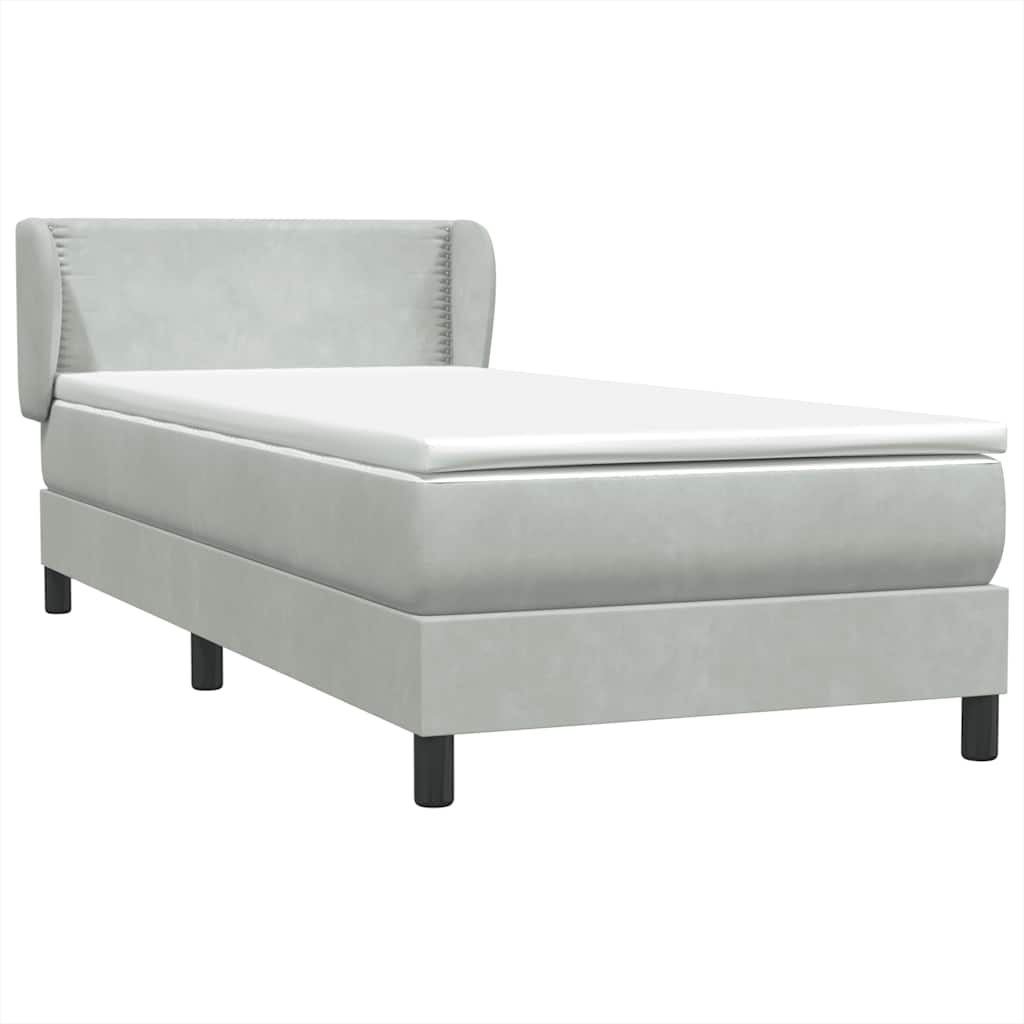 Box Spring Postel S Matrací Samet Světle Šedá