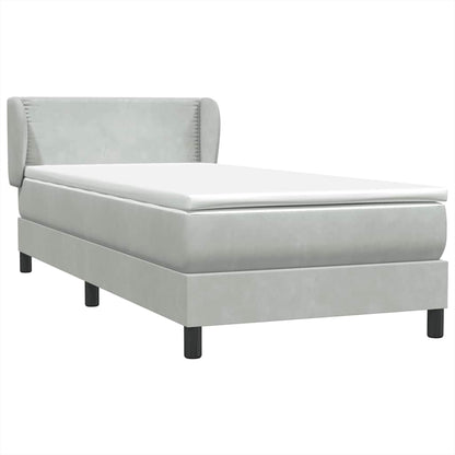 Box Spring Postel S Matrací Samet Světle Šedá