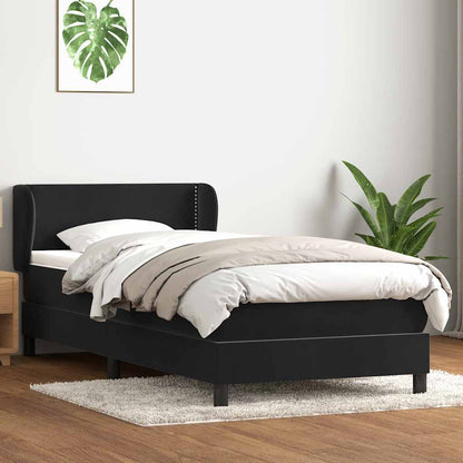 Box Spring Postel S Matrací Černý Samet Černá