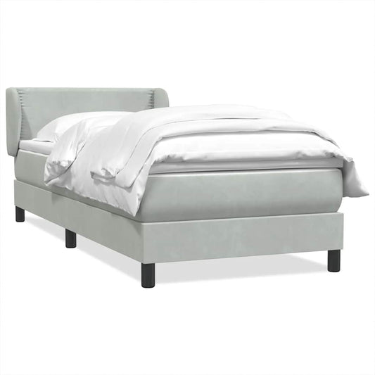 Box Spring Postel S Matrací Samet Světle Šedá