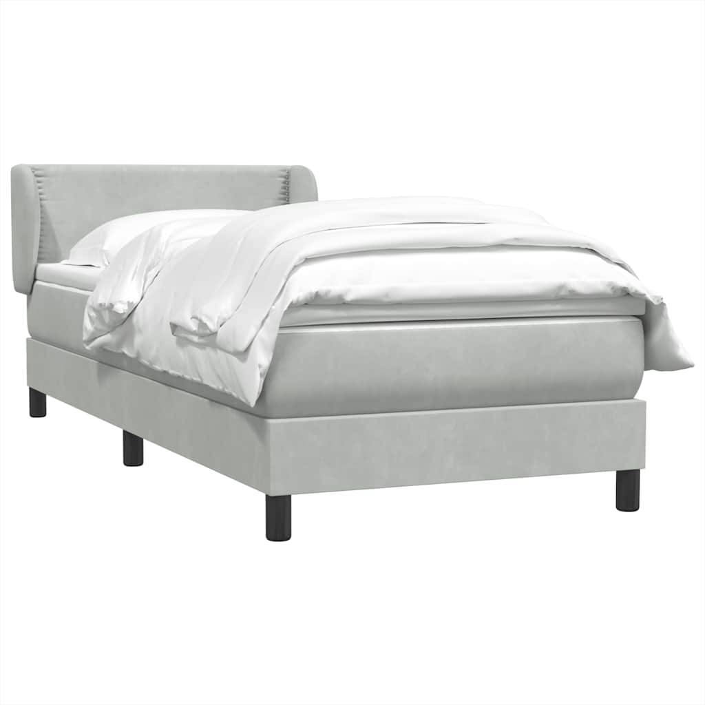 Box Spring Postel S Matrací Samet Světle Šedá