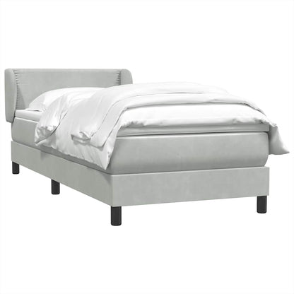 Box Spring Postel S Matrací Samet Světle Šedá