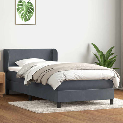 Box Spring Postel S Matrací Samet Tmavě Šedá