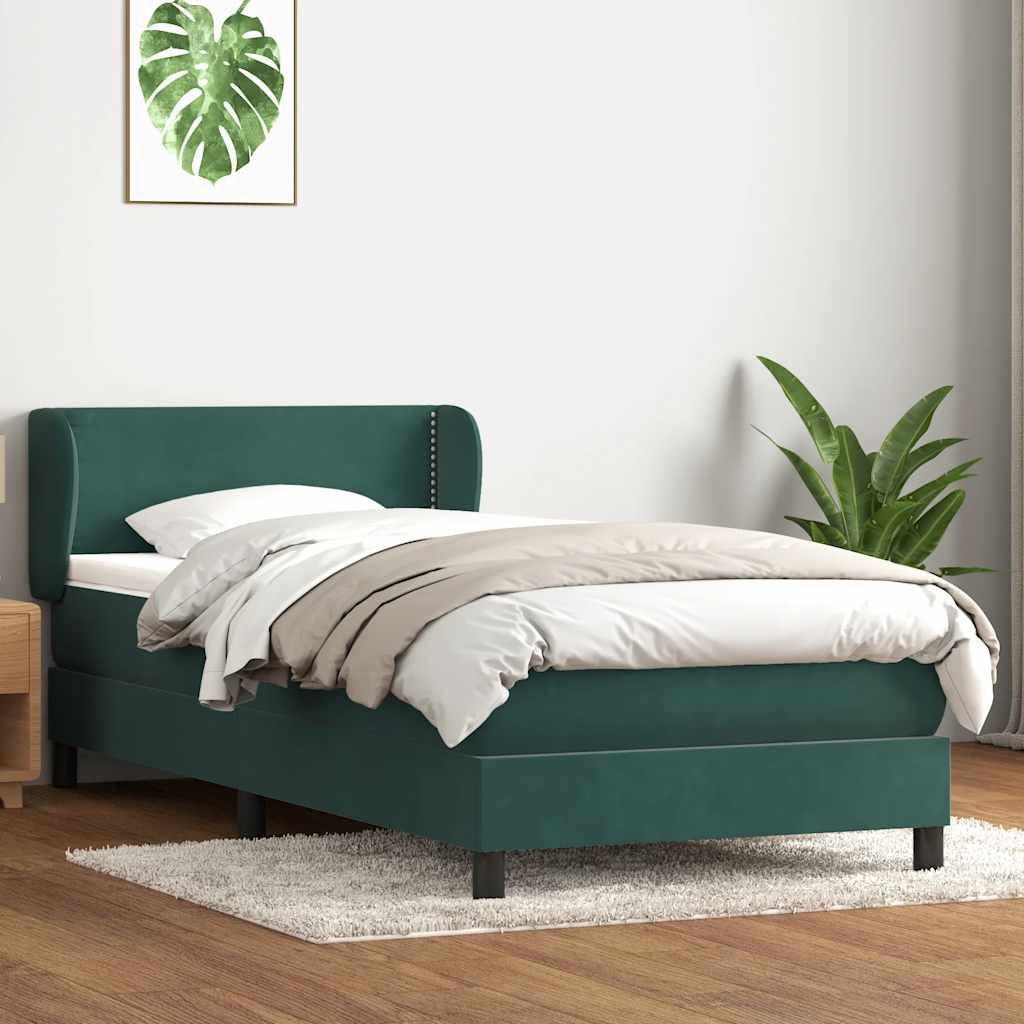 Box Spring Postel S Matrací Samet Tmavě Zelená