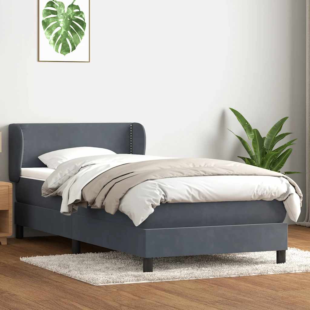 Box Spring Postel S Matrací Samet Tmavě Šedá