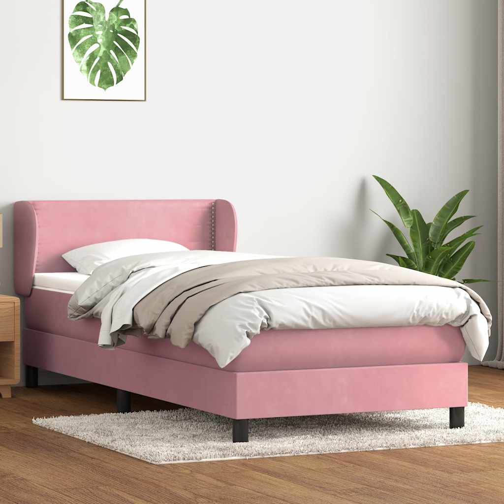 Box Spring Postel S Matrací Růžový Samet Růžová