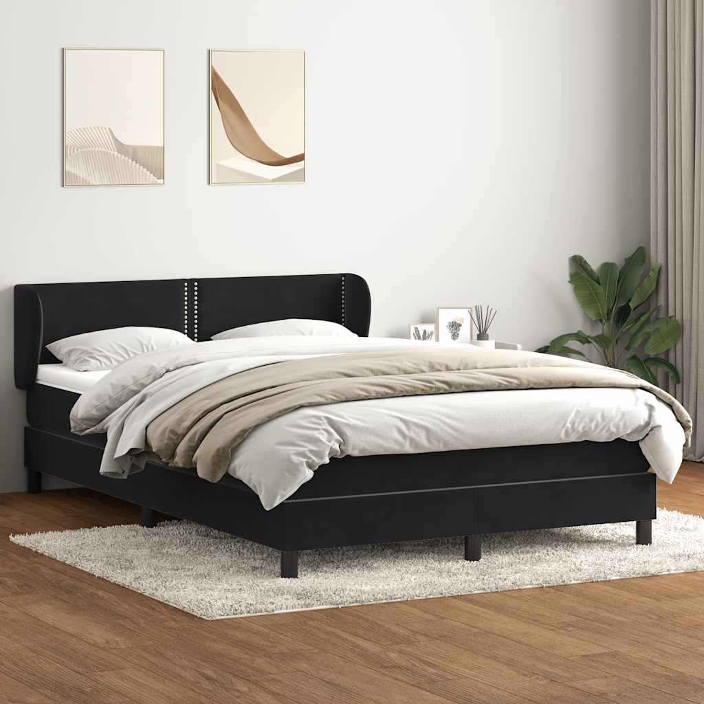 Box Spring Postel S Matrací Černý Samet Černá