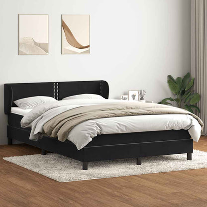 Box Spring Postel S Matrací Černý Samet Černá