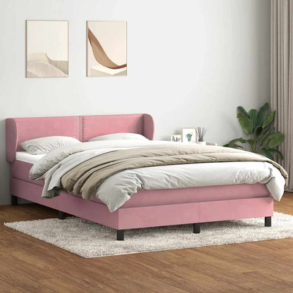 Box Spring Postel S Matrací Růžový Samet Růžová