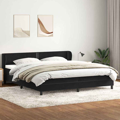 Box Spring Postel S Matrací Černý Samet Černá