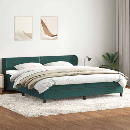 Box Spring Postel S Matrací Samet Tmavě Zelená