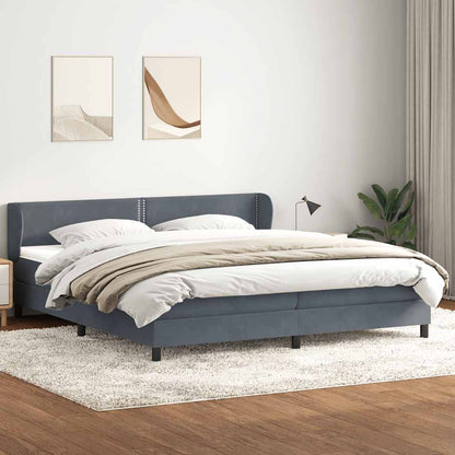 Box Spring Postel S Matrací Samet Tmavě Šedá