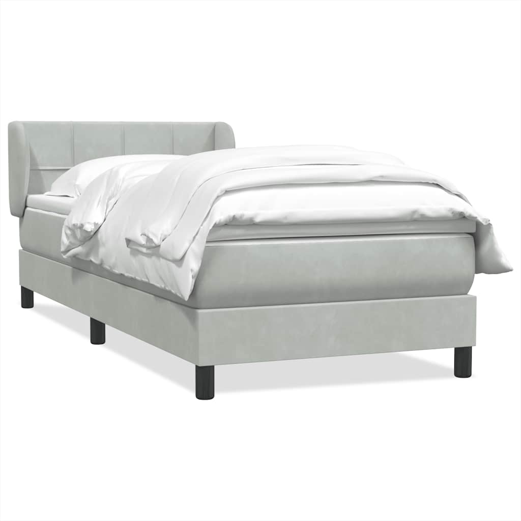 Box Spring Postel S Matrací Samet Světle Šedá