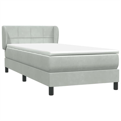 Box Spring Postel S Matrací Samet Světle Šedá