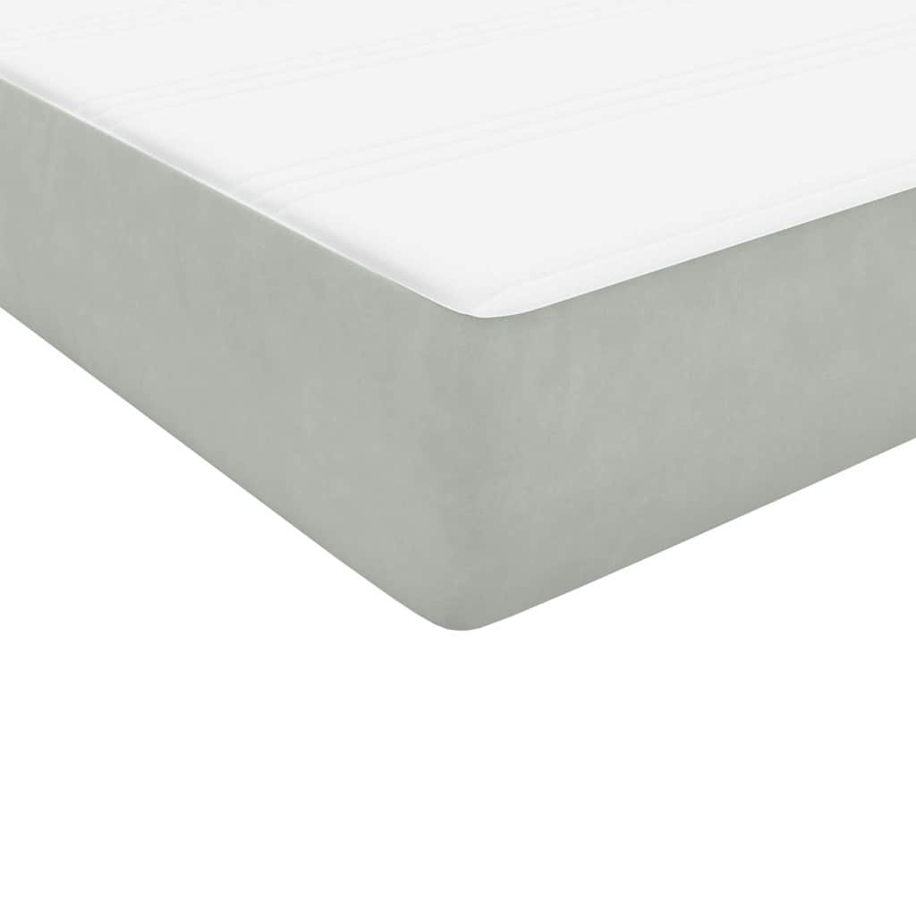 Box Spring Postel S Matrací Samet Světle Šedá