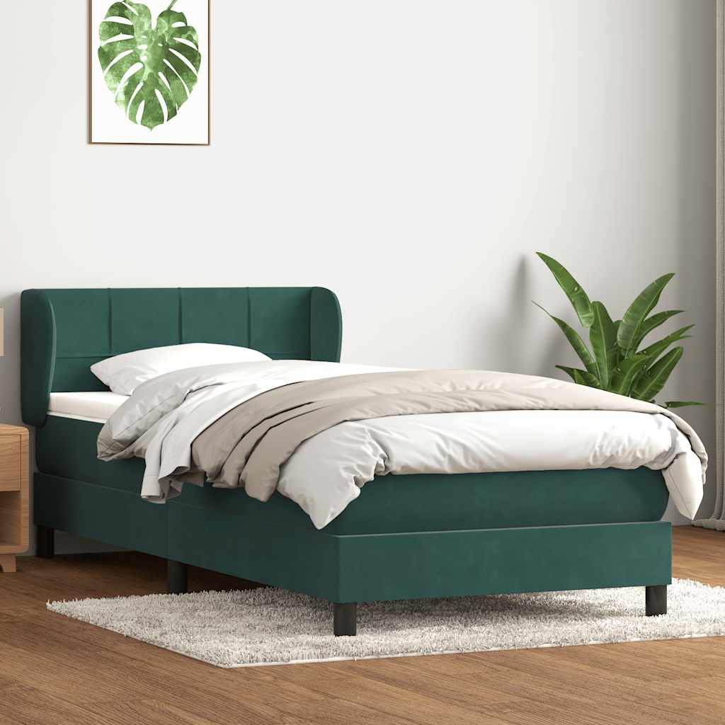 Box Spring Postel S Matrací Samet Tmavě Zelená