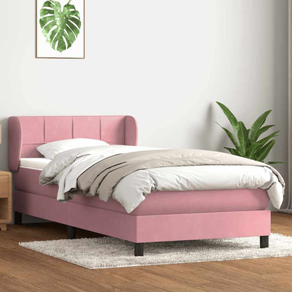 Box Spring Postel S Matrací Růžový Samet Růžová